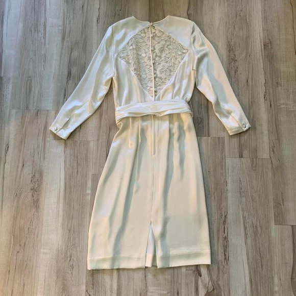 Vintage 1980s satin dress 3/4 sleeves Liz Claiborne sz. 8 - Picture 4 of 6